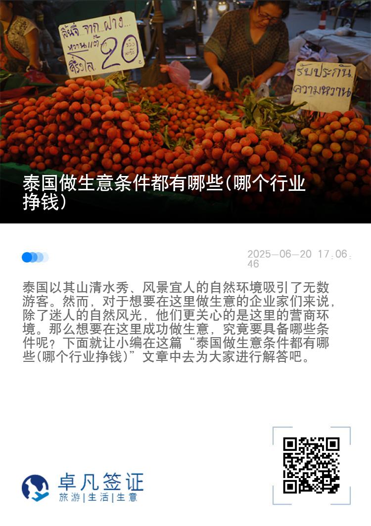 泰国做生意条件都有哪些(哪个行业挣钱)